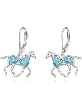 Sterling Silver Animal Dangle Earrings - Opal & Turquoise Hummingbird